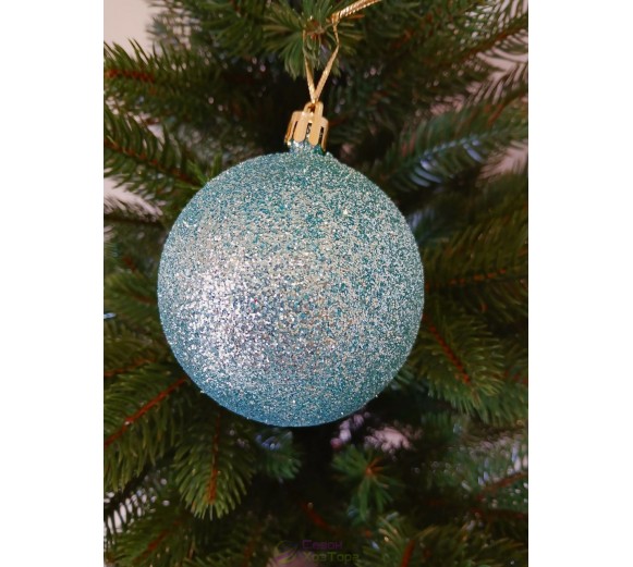 Новогодний шар "Блестки" Ø80мм мятный, цена за набор 4шт